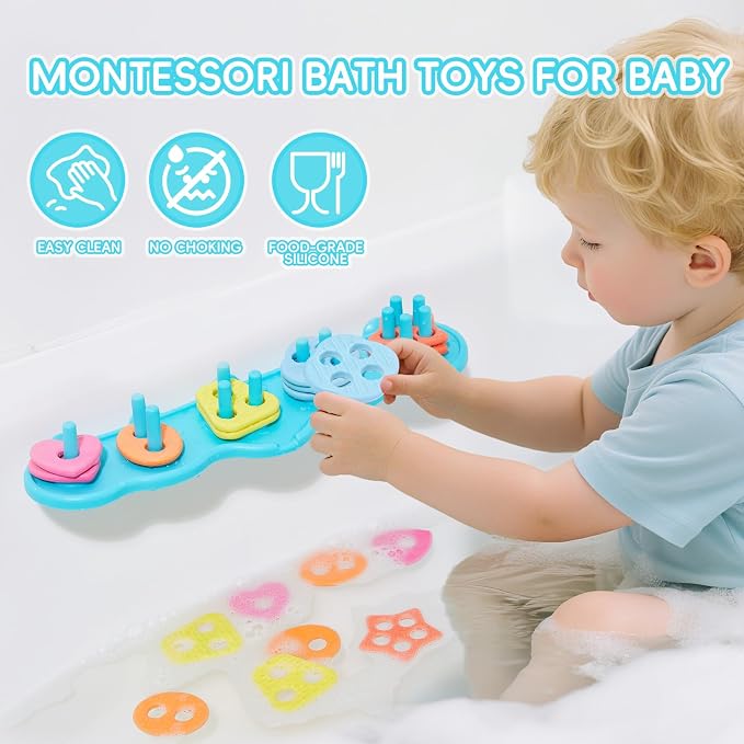 Toddler Bath Toys for Kids, Mold Free Bath Toys Silicone Color and Shape - Image 2