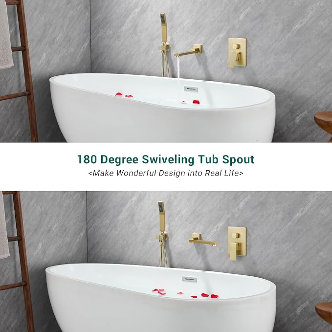 DASAN Swiveling Wall Mount Tub Filler Faucet Set - Image 4