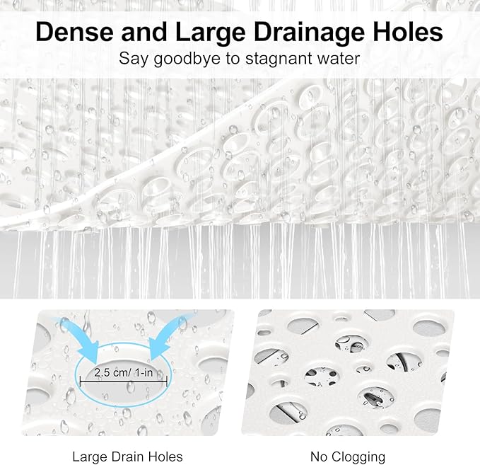 Non Slip Shower Mat with Suction Cups, 23.6x35.4 Inch Quick Drain TPE Anti Slip - Image 4