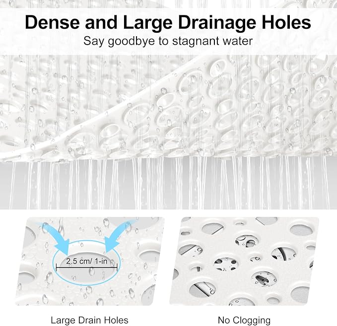Non Slip Shower Mat with Suction Cups, 31.5x47.2 Inch Quick Drain TPE Anti Slip - Image 4