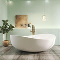 71" Premium Solid Surface Freestanding Bathtub, Unique Oval Stone Resin Tub by HIGEINE