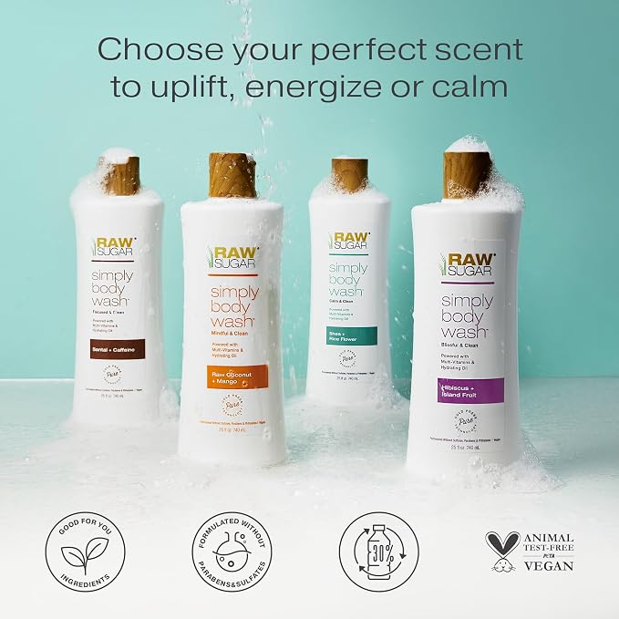 RAW SUGAR Simply Body Wash, Bath Soap, Formulated without Sulfates & Parabens - Image 6
