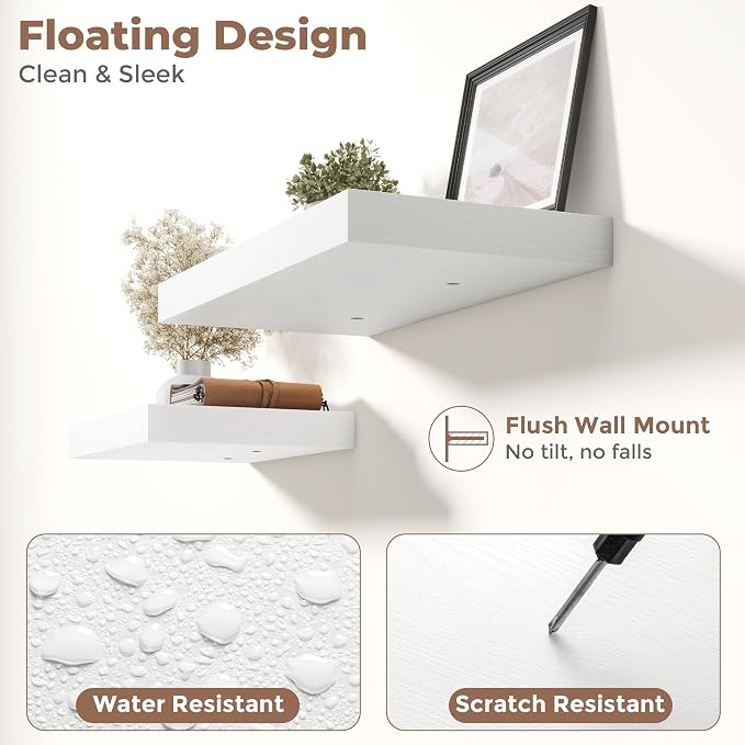 48 Inch Long Floating Shelves for Wall Set of 2, Easy Install Engineered Wood - Image 4