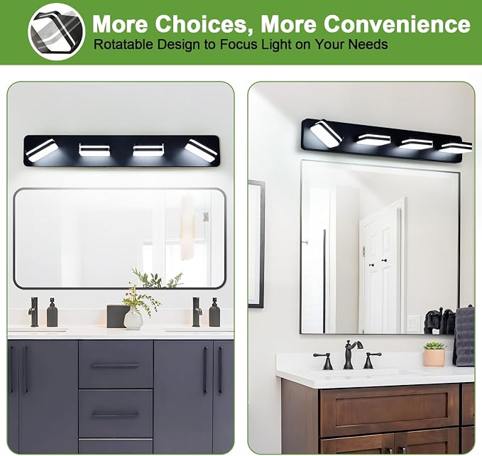 360° Rotate LED Dimmable Bathroom Vanity Light Fixtures, 1600LM Acrylic Matte - Image 6