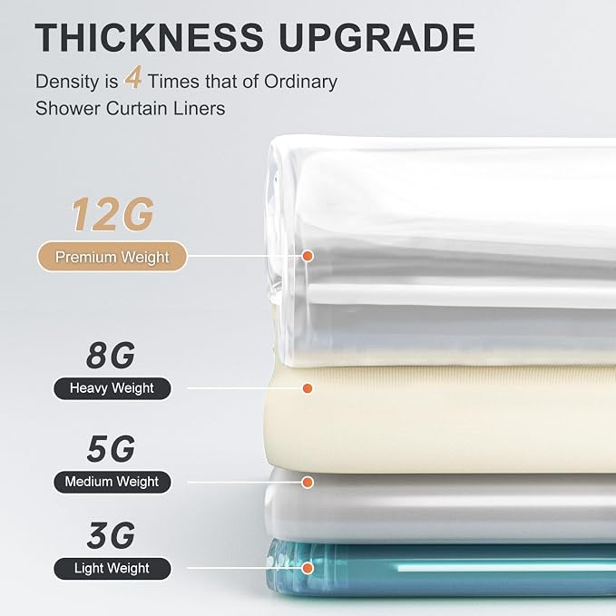 AmazerBath Heavy Duty Shower Curtain Liner 12 Gauge, 72 x 65 Inches Clear - Image 2