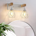 Farmhouse Vanity Light for Bathroom, 2-Light White Wood Bathroom Vanity Light by LIGHTUPYOURLIFE
