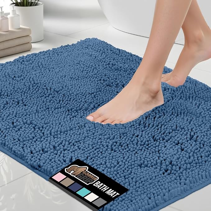 GORILLA GRIP Bath Rug Mat 48x17, Thick Soft Absorbent Chenille, Quick Dry by GorillaGrip