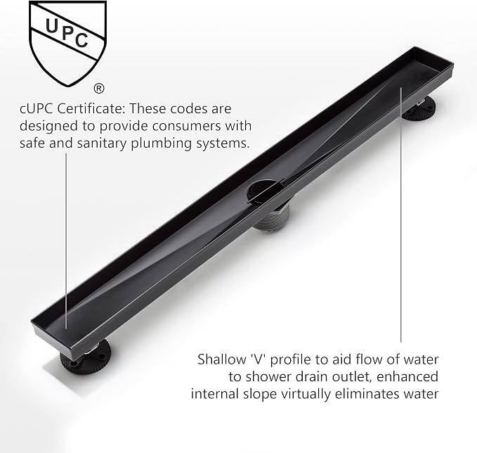 HEATGENE Linear Shower Drain 36-Inch, Stainless Steel Rectangle Shower Floor - Image 2