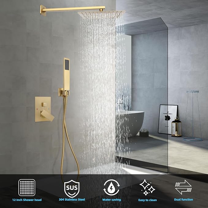 Bathroom Shower Faucet Set，12 Inch Rain Shower Head - Image 3