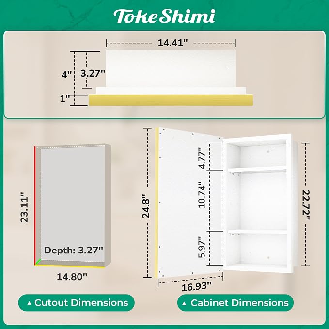 TokeShimi 17x25 Recessed Medicine Cabinet - Image 2
