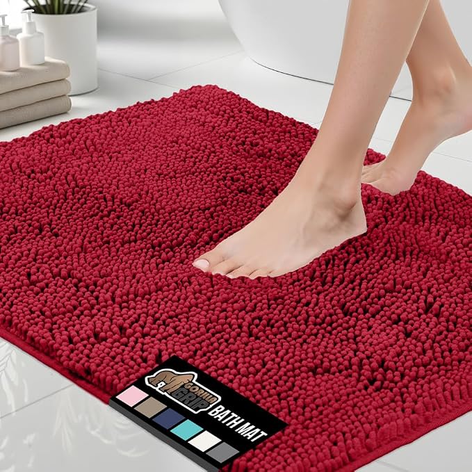 GORILLA GRIP Bath Rug Mat 30x20, Thick Soft Absorbent Chenille, Quick Dry by GorillaGrip
