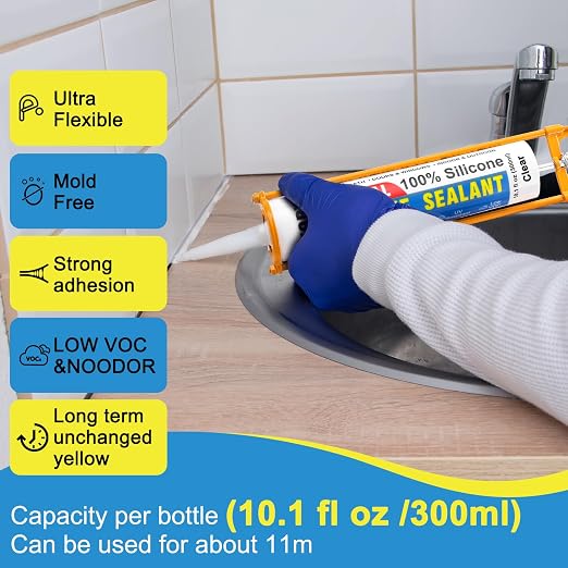 Silicone Caulk & Sealant Clear, 6 Pack - Image 2