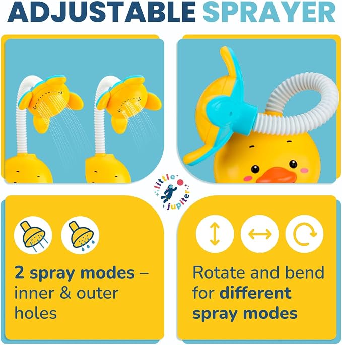 Yellow Duck Water Spray Suction Cup Toddler Bath Toy - Image 5