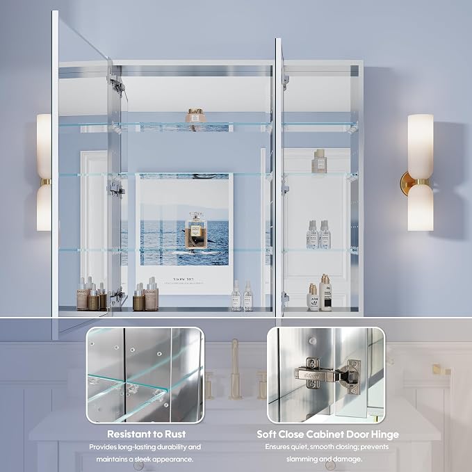 WELLFOR 36" x 36 Bathroom Medicine Cabinet - Image 4