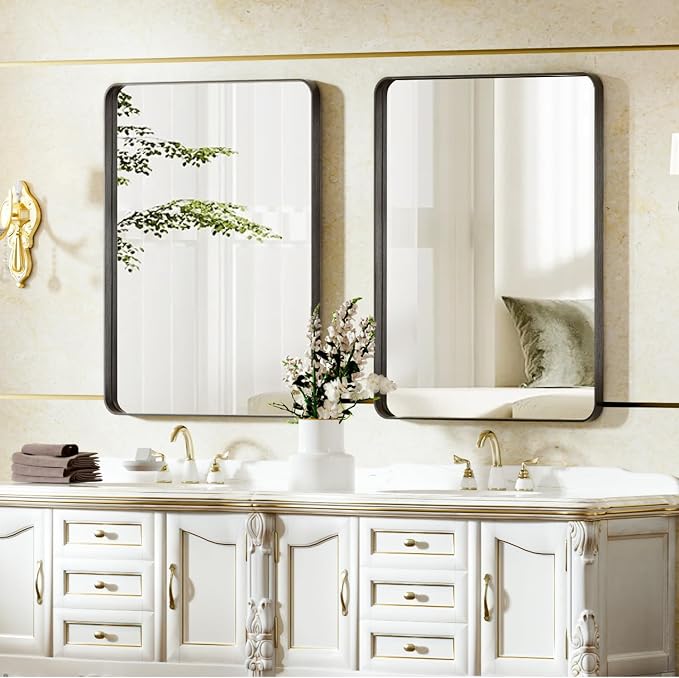 VooBang Bathroom Mirror 20x30 inch, Modern Round Corner Bathroom Vanity Mirror - Image 7