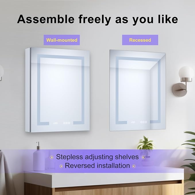 24" x 30" LED Lighted Medicine Cabinet - Image 6