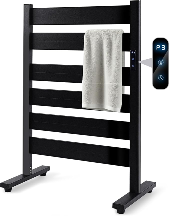 Towel Warmer Rack with 6 Widened Bars, Wall-Mounted Heated Towel Dryer with by LDVROH