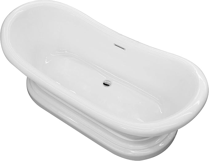 ANZZI Freestanding Tub 71", Ruby Series, In Glossy White Acrylic Oval Flat by ANZZI