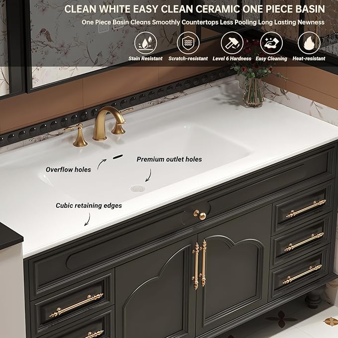 76Inch Bathroom Vanity with Sink, Freestanding Bathroom Cabinet with LED Smart - Image 3