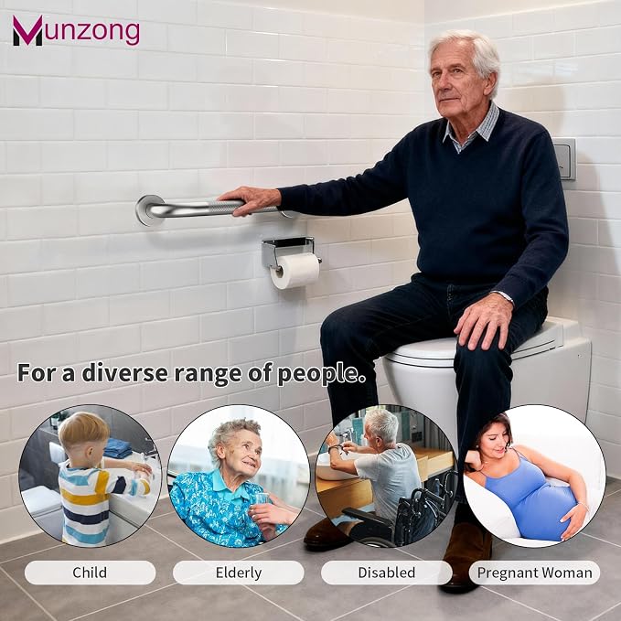 12 Inch Anti Slip Shower Safety Bars, Munzong 2 Pack Bathroom Grab Bars - Image 8