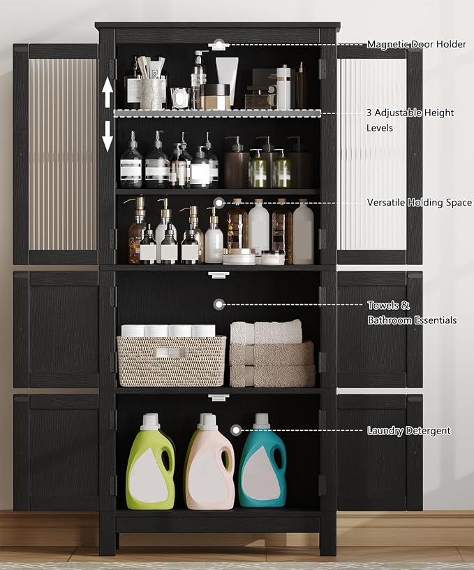 53.1" H Tall Bathroom Storage Cabinet, Bathroom Floor Cabinet - Image 4