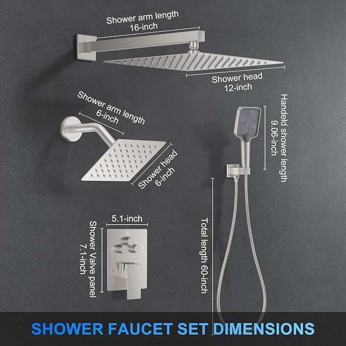 Shower Faucet Set, Brushed Nickel - Image 8