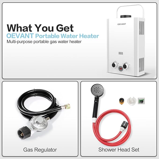 Propane Water Heater, 1.58GPM 6L Portable Tankless Water Heater - Image 3