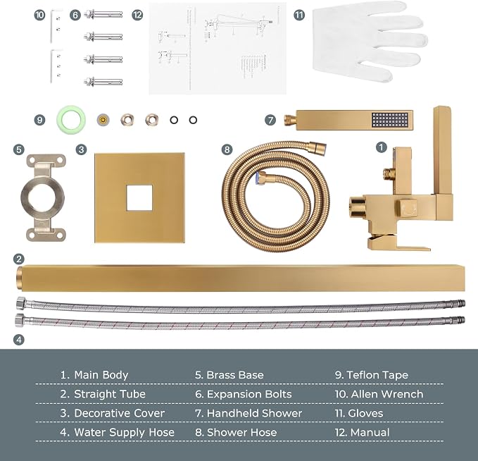 Freestanding Tub Faucet Brushed Gold: ALEASHA High Flow Max 6.74 GPM Free - Image 9