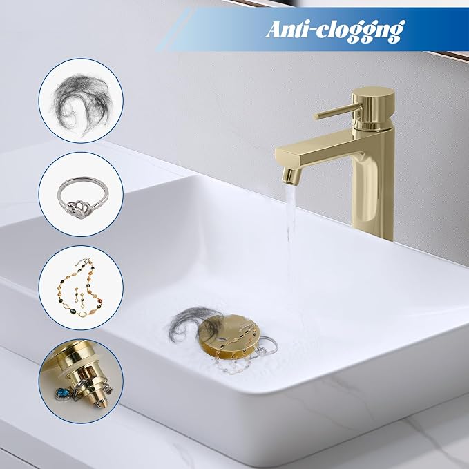 Hibbent All Metal 2 in 1 Bathroom Sink Stopper, Universal Pop Up Drain Strainer - Image 5