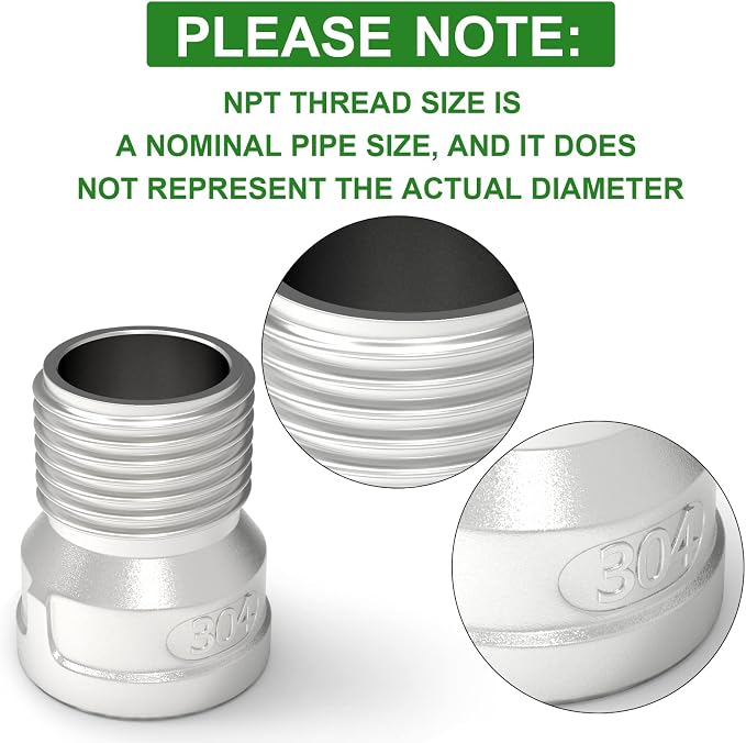 TAISHER 10PCS 304 Stainless Steel Pipe Fitting, 1/2" Male NPTx 1/2" Female NPT - Image 5
