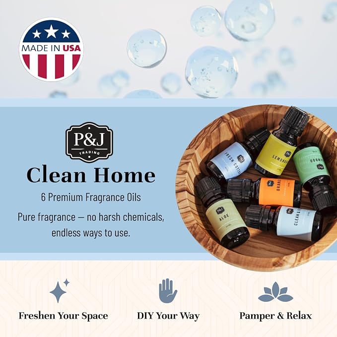 P&J Fragrance Oil Clean Home Set | Lemongrass, Fresh Cotton, Clean & Fresh - Image 3