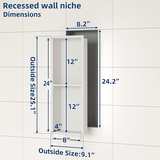 Neodrain Shower Niche Double Shelf Stainless Steel No Tile Needed Bathroom - Image 3