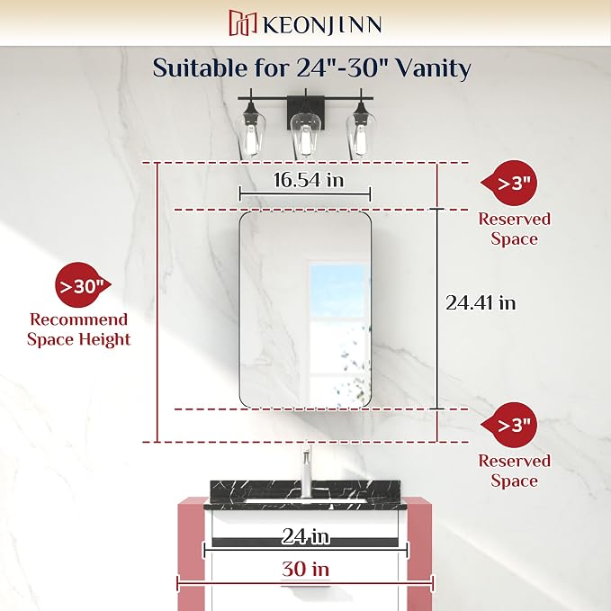Keonjinn Brushed Nickel Medicine Cabinet - Image 3