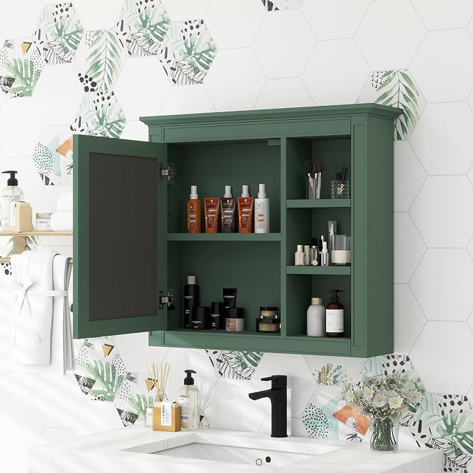 30'' x 28'' Green Medicine Cabinet, Wall Mounted Bathroom Storage Cabinet - Image 7