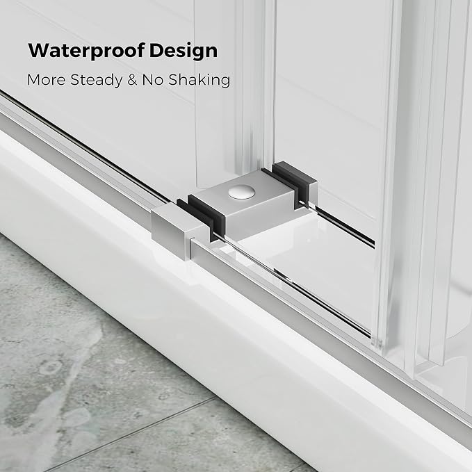 DELAVIN 56"-60" W x 75" H Frameless Shower Door, Double Sliding Shower Door - Image 5