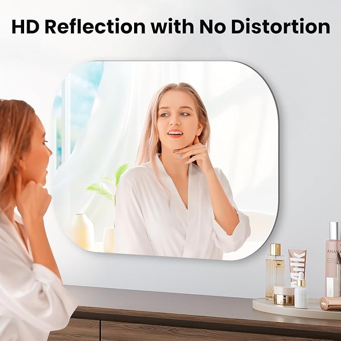 VASUHOME Frameless Bathroom Mirror, 20 x 20 Inch Wall Vanity Mirror, Large Wall - Image 2