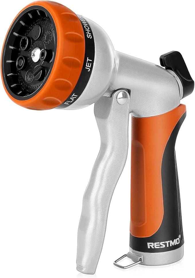 RESTMO Garden Hose Nozzle, Heavy Duty Metal Water Hose Nozzle by Restmo