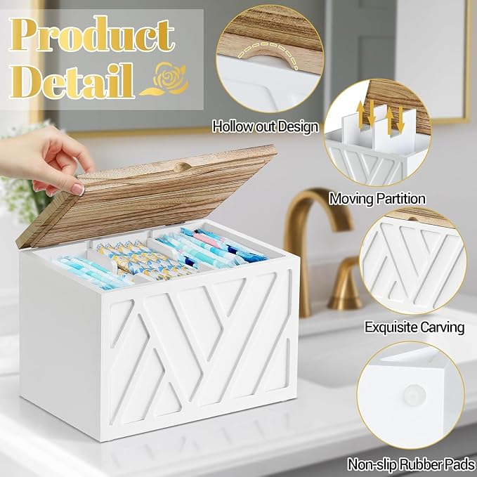 2 PCS White Tampon Holder for Bathroom Decor, Feminine Product Organizer - Image 4