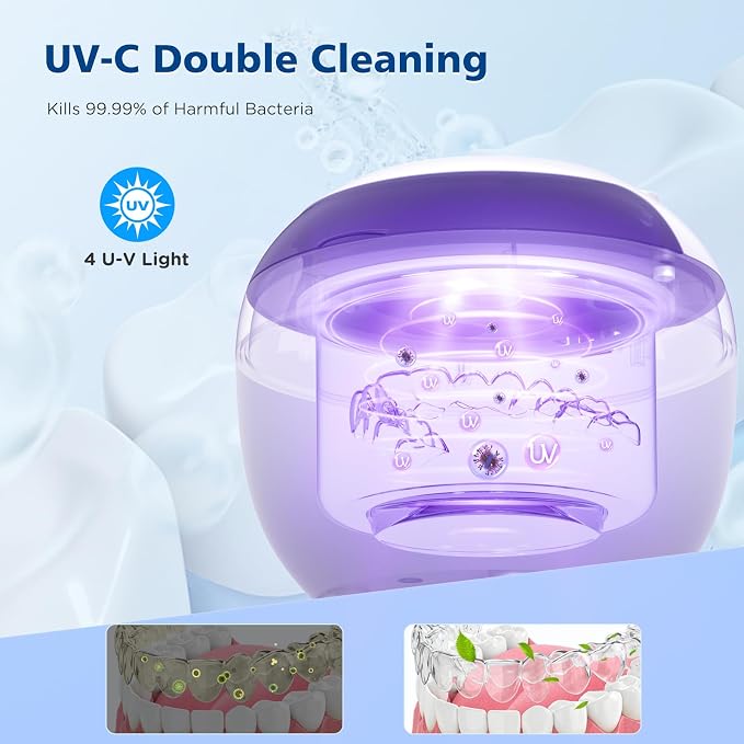 45kHz Retainer Cleaner Machine, 200ML Ultrasonic Dental Cleaning Pod - Image 3