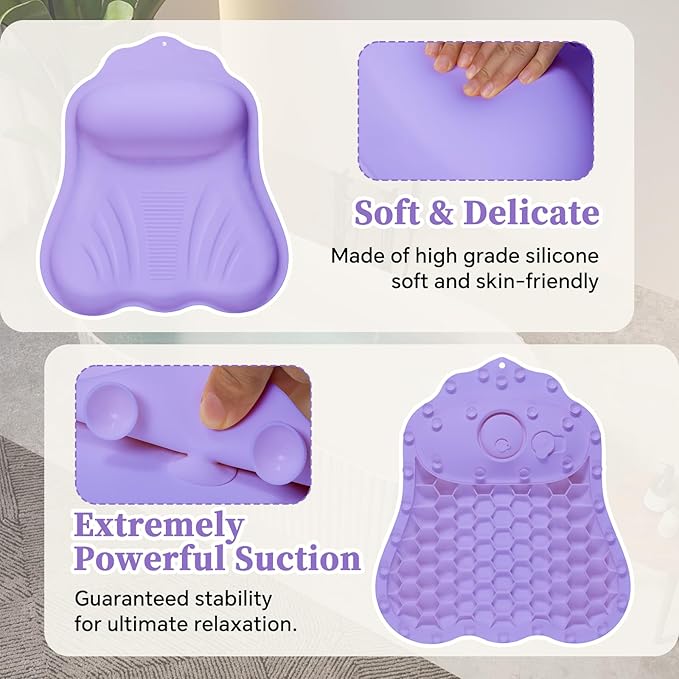 Silicone Bath Pillow for Tub Adults, 4D Air-Cushion Bathtub Pillow for Head - Image 4