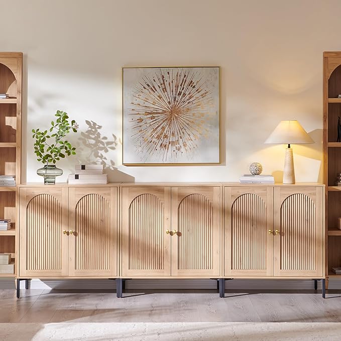 Bathroom Cabinet with Storage, 92.63" W Fluted Arched Free Standing Floor by IFGETEnrichYourLivingSpace