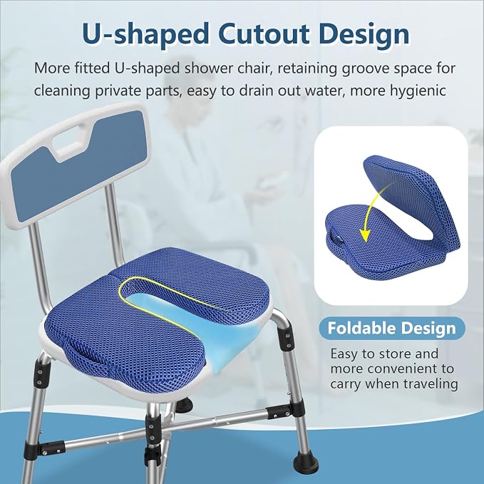 Shower Seat Cushion for Shower Bench, U Shape Shower Chair Cushion Pillow for - Image 3