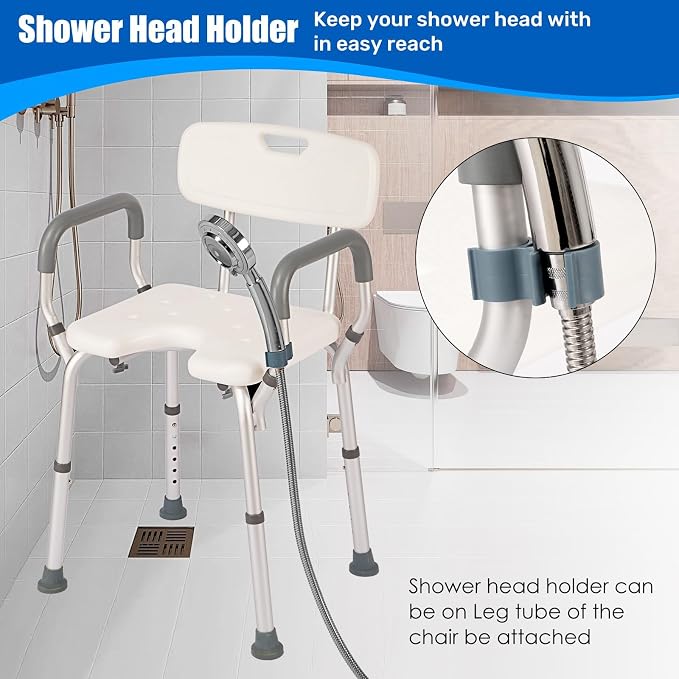 Shower Chair with Arms and Back Heavy Duty 330lbs, Shower Seat - Image 5