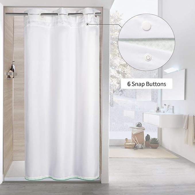 MitoVilla Teal Ombre Waffle Small Stall Shower Curtain Liner Set 36 x 74 - Image 2