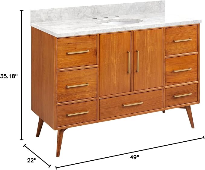 Signature Hardware 953363-48-UM-8 Novak 48" Freestanding Teak Single Basin - Image 2