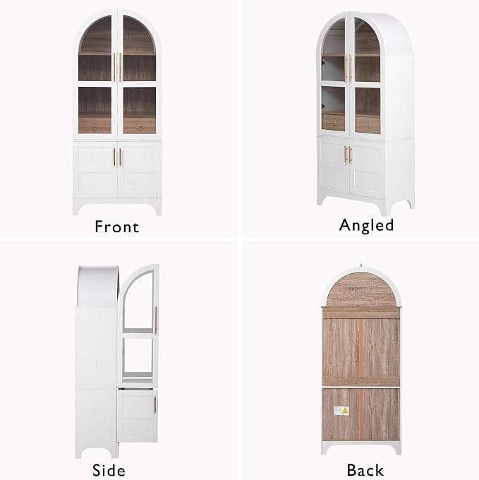 71" Tall Arched Kitchen Pantry, Mid-Century Pantry Cabinet - Image 3