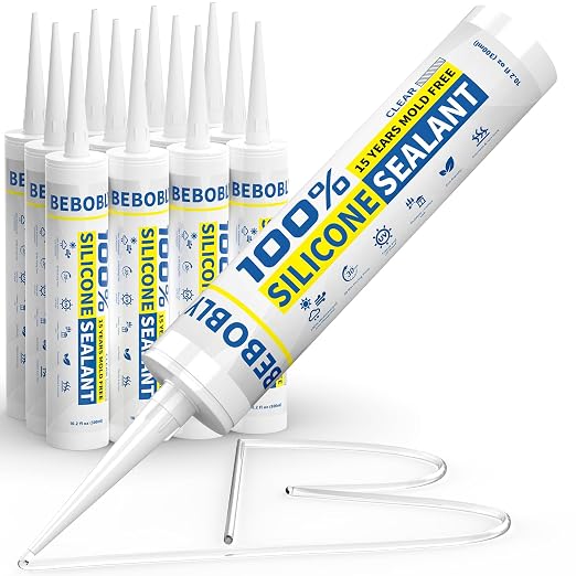 Silicone Caulk & Sealant Clear, 100% Waterproof Silicone Sealant, Shrink & by BEBOBLY