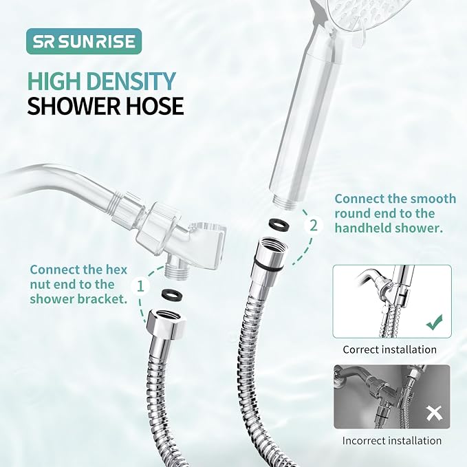 SR SUN RISE Flexible 304 Stainless Steel Replacement Shower Hose - Image 3