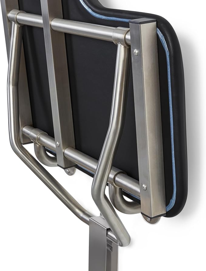 28" x 22.5" Black Padded Cushion Wall Mount Folding Right-Handed Transfer Bench - Image 7