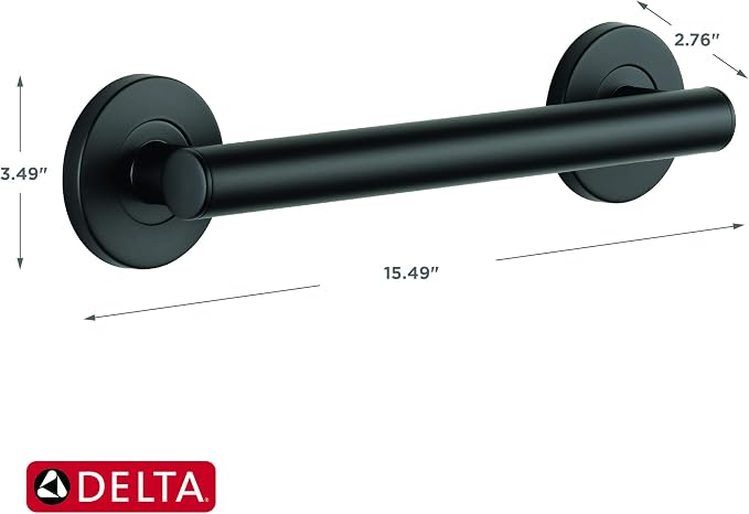 Delta Contemporary 12' Shower Grab Bar ADA Compliant Matte Black 450 lb - Image 3